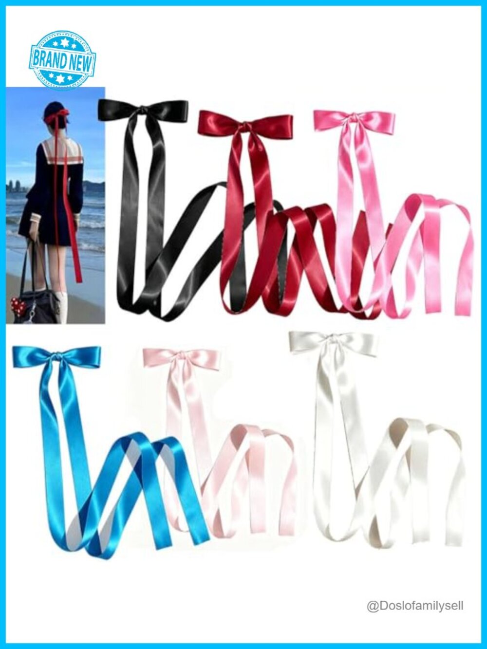 Extra Long Silk Butterfly Hair Clip Headband 6 Pack